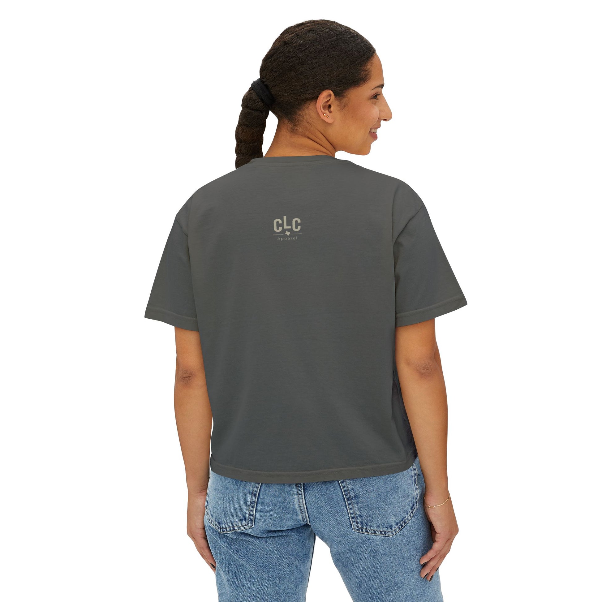County Line Cookers logo printed on back neck of Smoke Show t-shirt