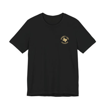 Houston Pit Legends BBQ t-shirt in black with Houston skyline pitmaster graphic