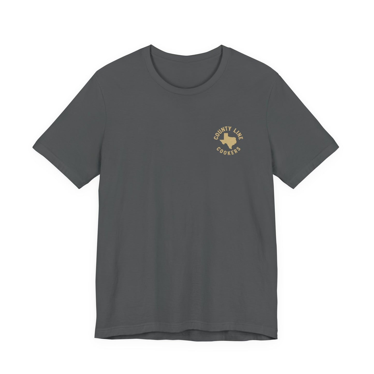 Asphalt gray Home of Space Dust & Slab Sauce Texas BBQ t-shirt