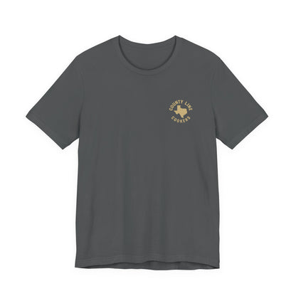 Asphalt gray Home of Space Dust & Slab Sauce Texas BBQ t-shirt