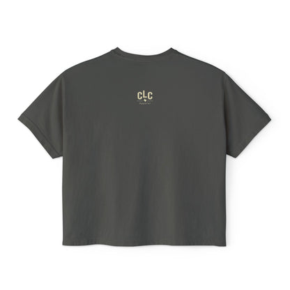 Wood-Smoked & Whiskey-Soaked boxy tee in pepper featuring vintage smoke and whiskey graphic