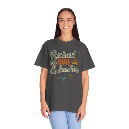 Graphite Raised on BBQ and Sunshine BBQ t-shirt by County Line Cookers