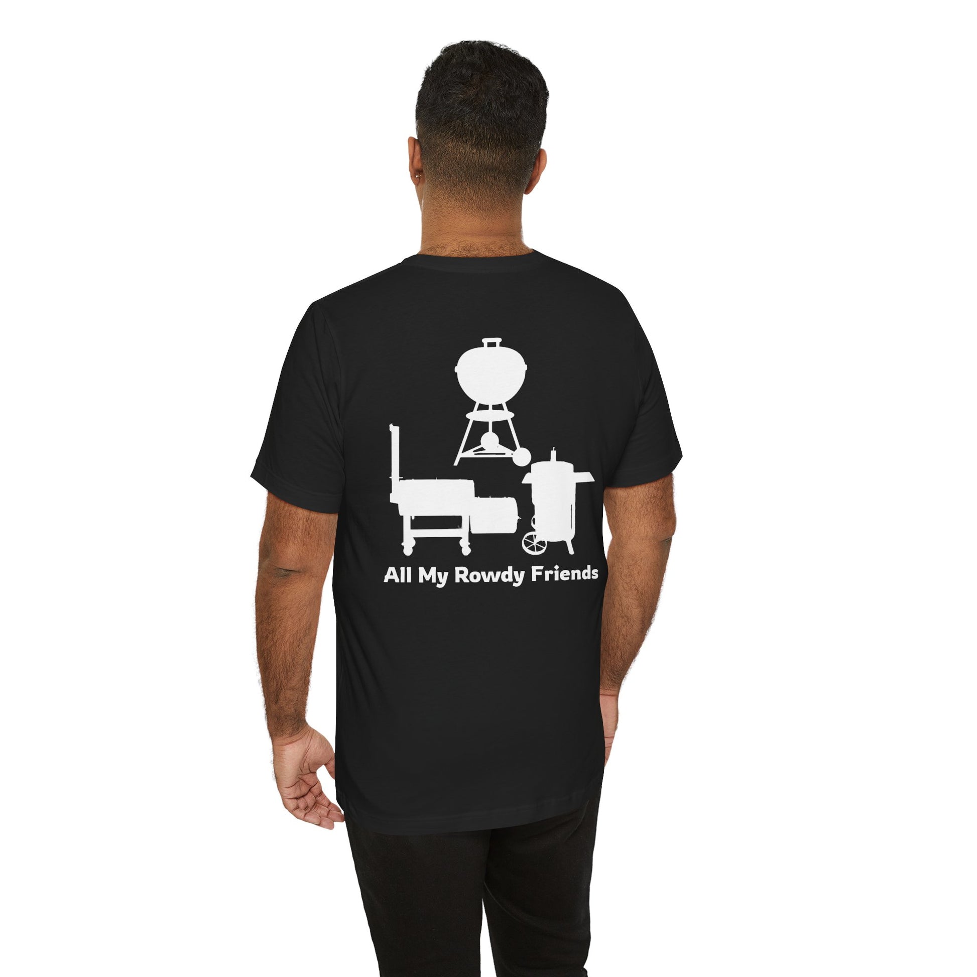 Black vintage All My Rowdy Friends BBQ t-shirt with smoker graphic