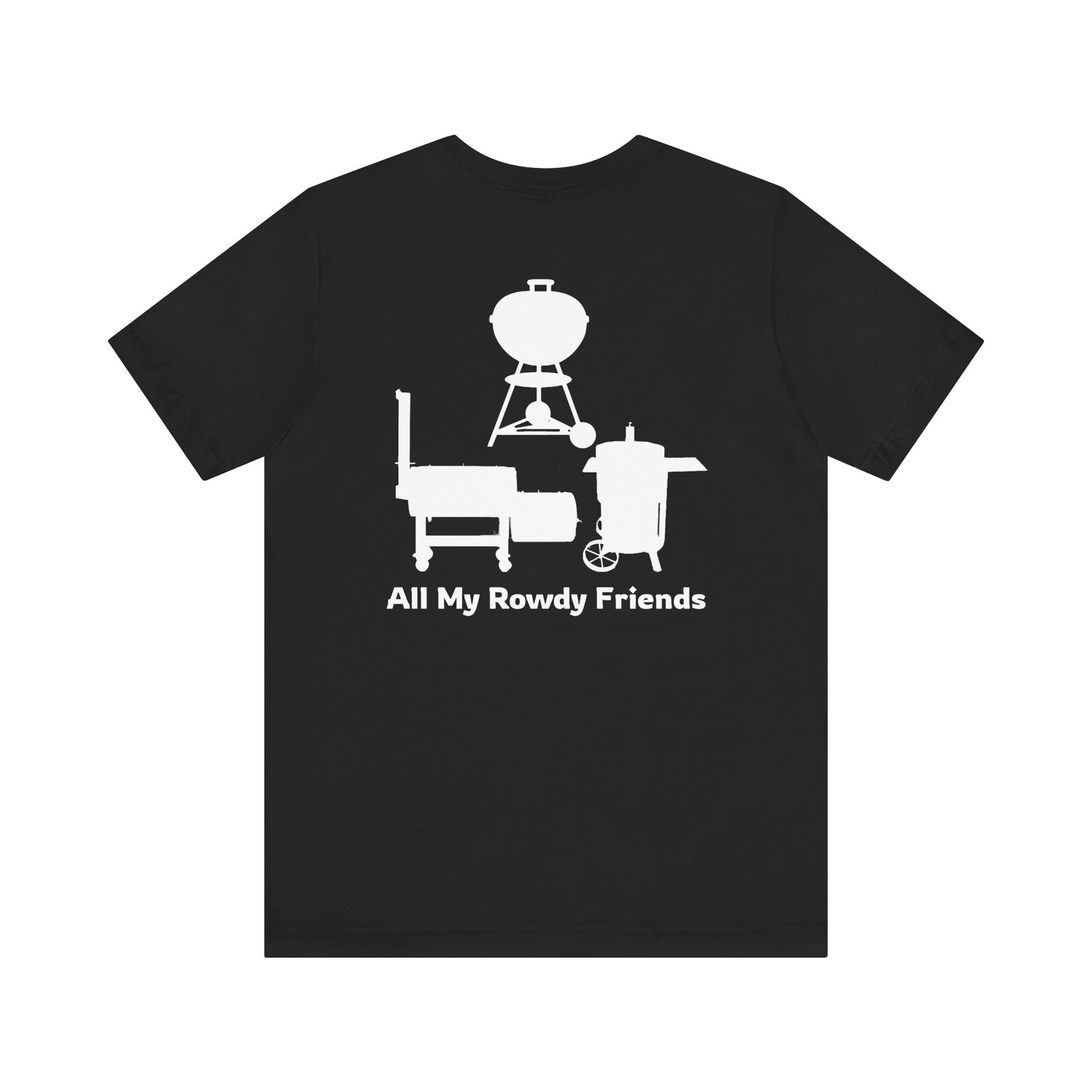 Black vintage All My Rowdy Friends BBQ t-shirt with smoker graphic