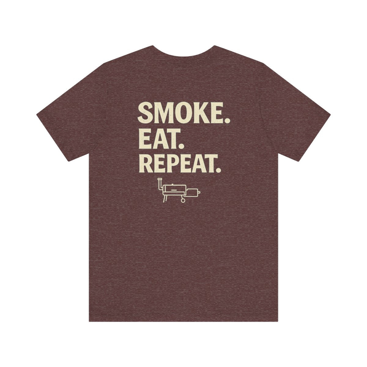 Smoke Eat Repeat BBQ lifestyle t-shirt in heather maroon
