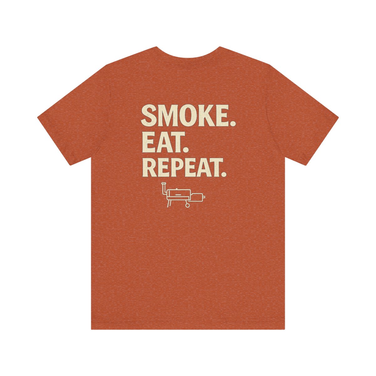 Smoke Eat Repeat minimalist BBQ shirt in heather autumn color