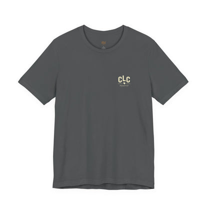 Texas Smoke Show BBQ t-shirt in asphalt gray with Texas steak and smoke back graphic by County Line Cookers