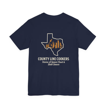 Navy Home of Space Dust & Slab Sauce County Line Cookers t-shirt