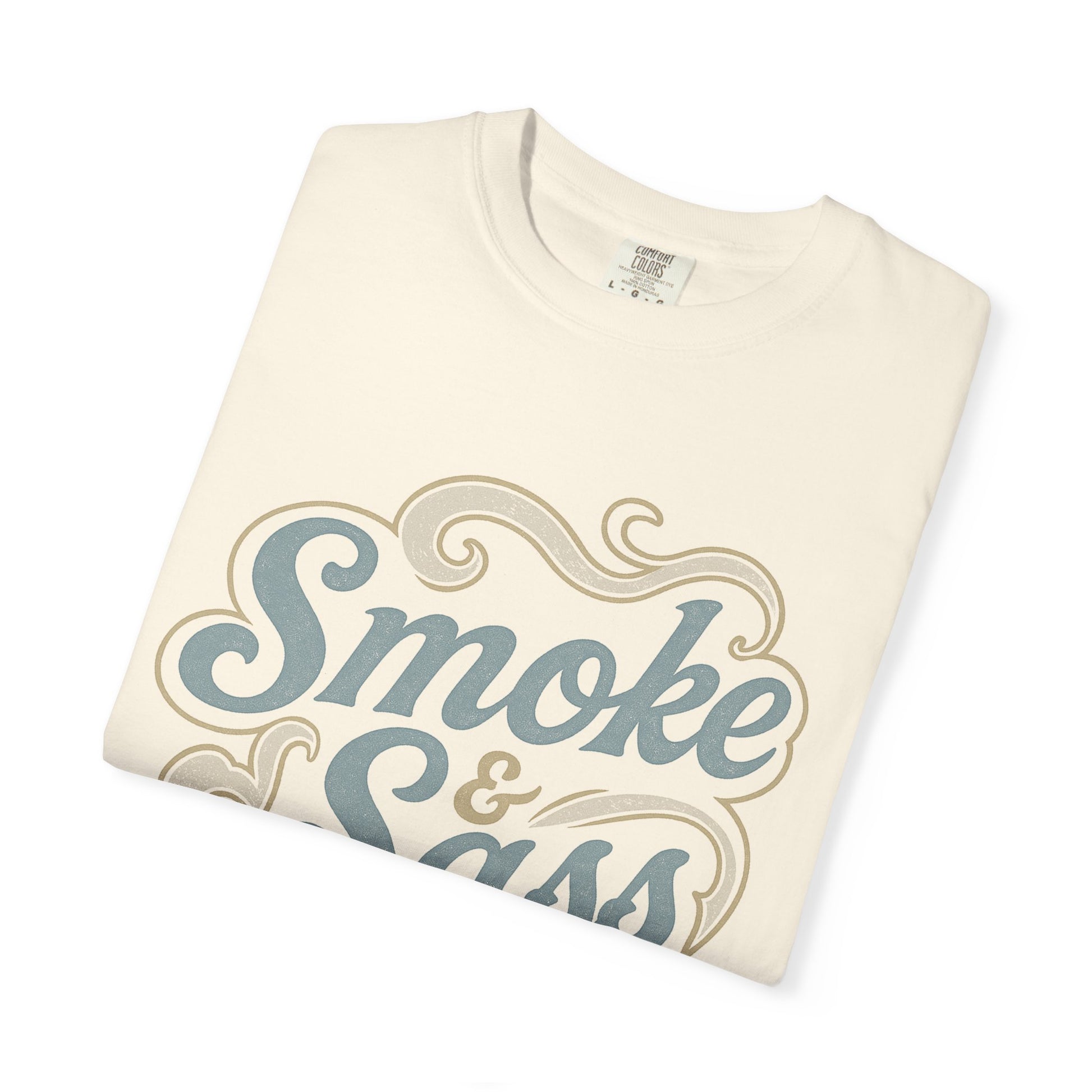Ivory Smoke & Sass BBQ t-shirt with vintage western graphic