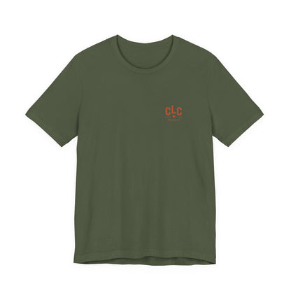 Military green Texas Smoke BBQ t-shirt with rustic Texas grill artwork