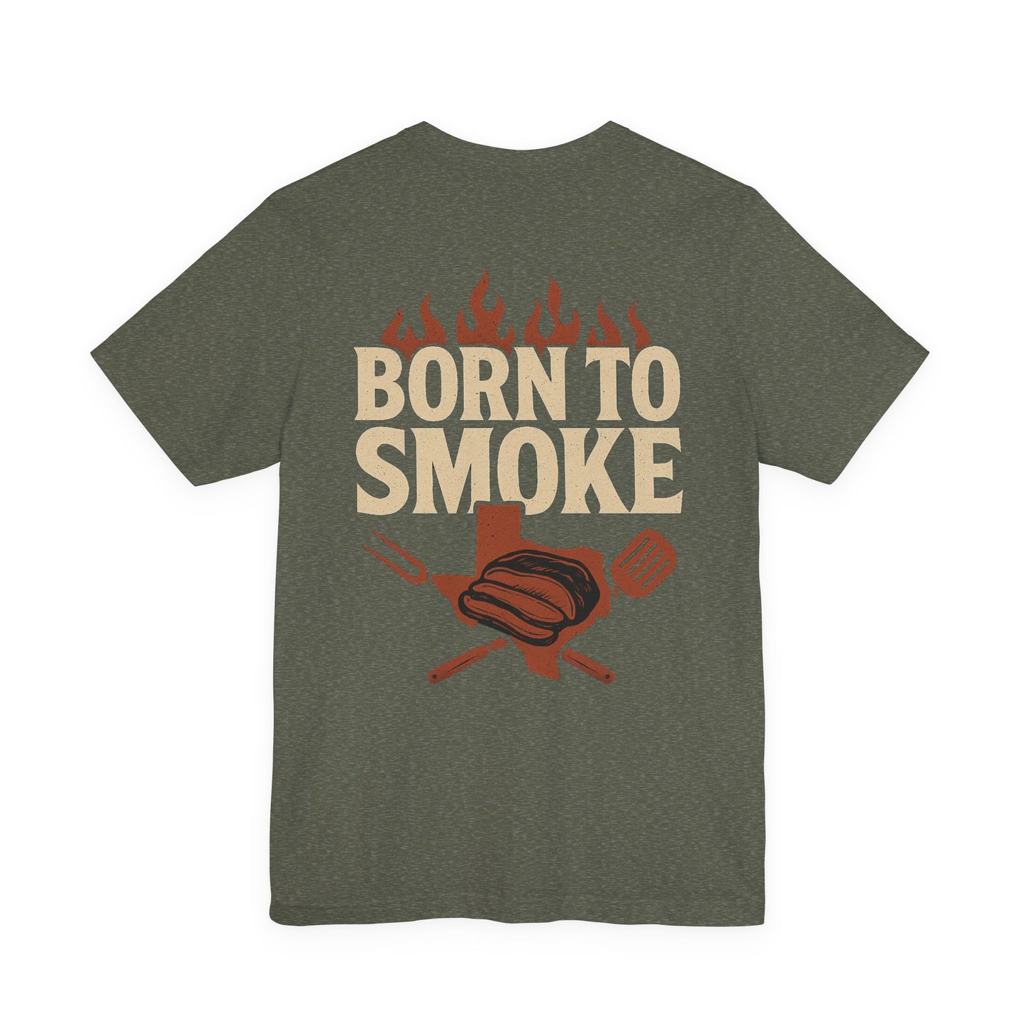 Born to Smoke Texas BBQ graphic shirt in military green