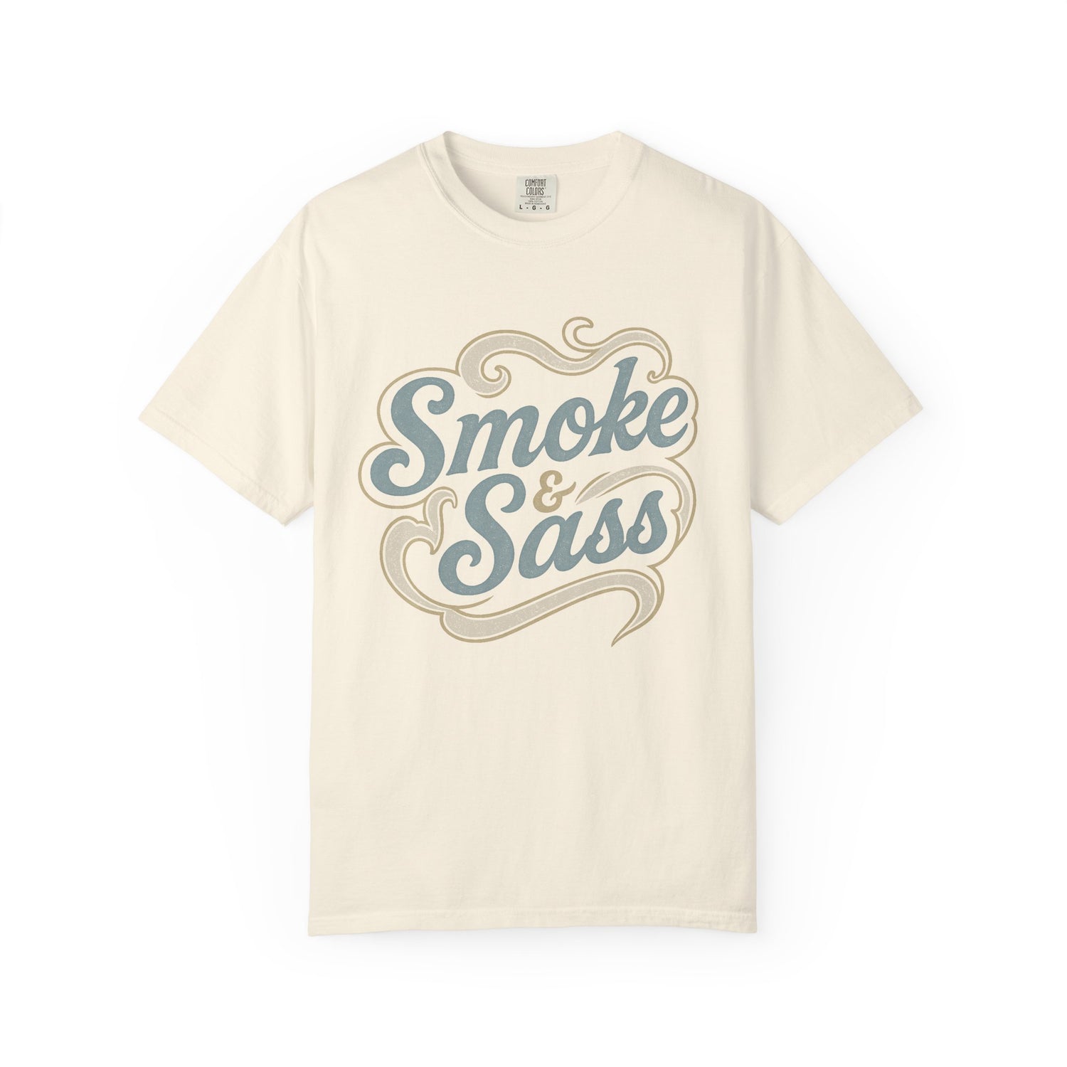 Ivory Smoke & Sass BBQ t-shirt with vintage western graphic