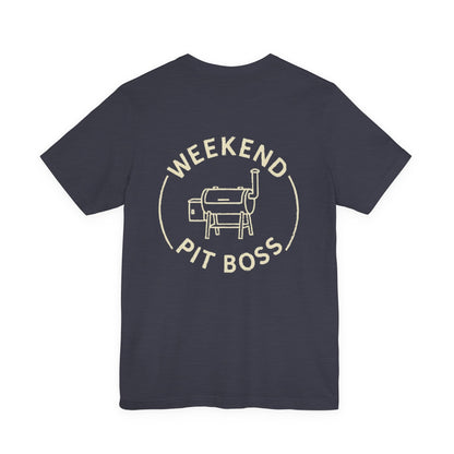 Weekend Pit Boss BBQ T-shirt on Dark Gray Heather Bella Canvas 3001