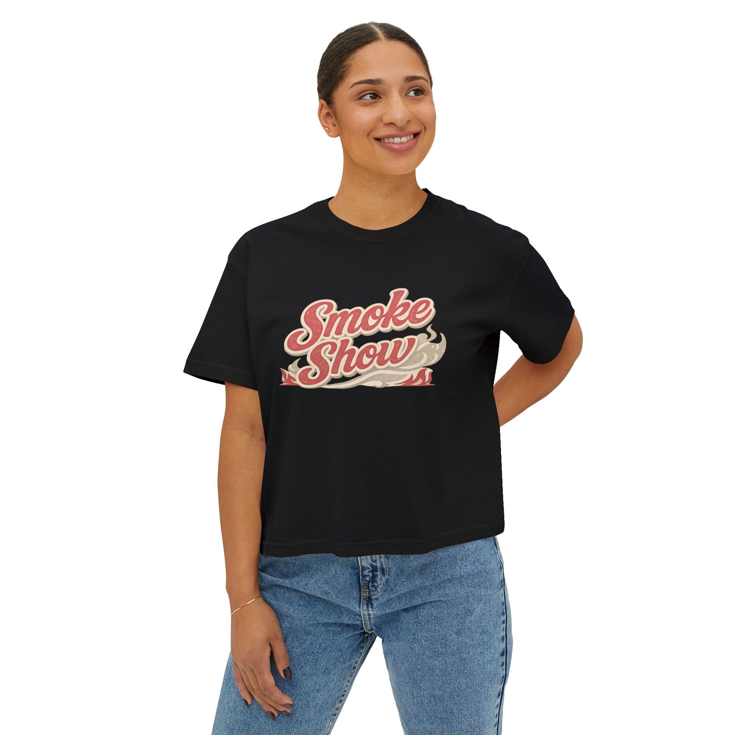 Smoke Show retro BBQ shirt printed on black Comfort Colors women’s tee
