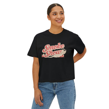 Smoke Show retro BBQ shirt printed on black Comfort Colors women’s tee