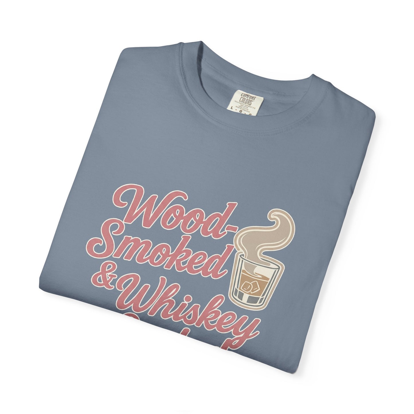 Wood-Smoked & Whiskey-Soaked Comfort Colors tee in Blue Jean