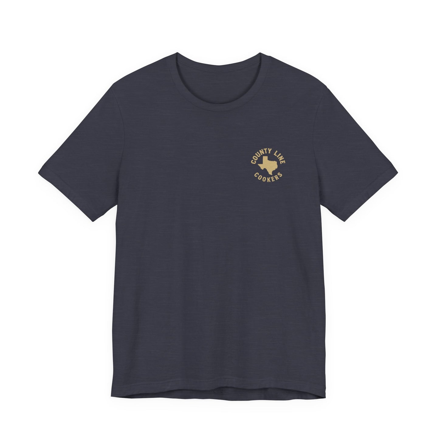 Houston Pit Legends Texas BBQ graphic tee in heather midnight navy