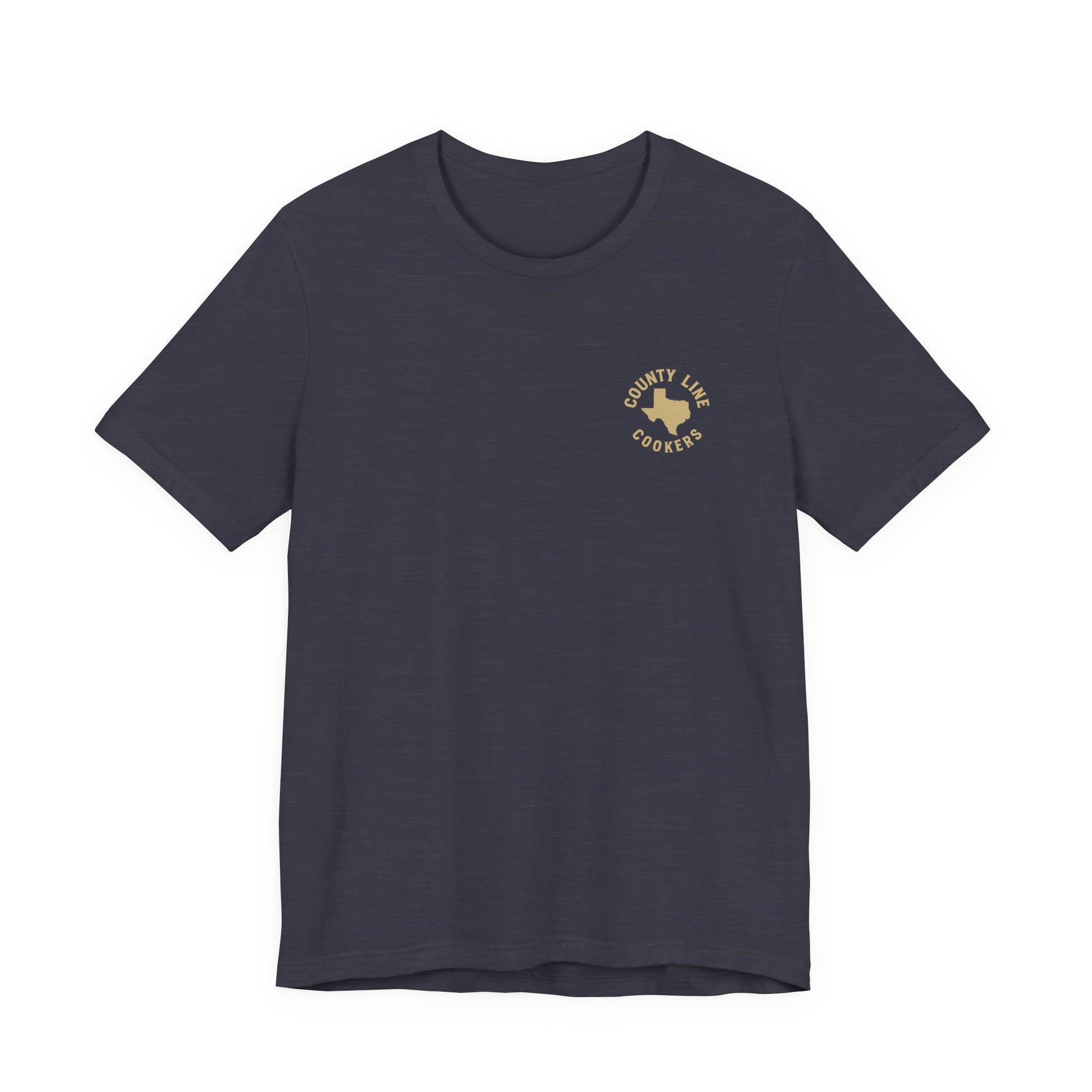 Houston Pit Legends Texas BBQ graphic tee in heather midnight navy