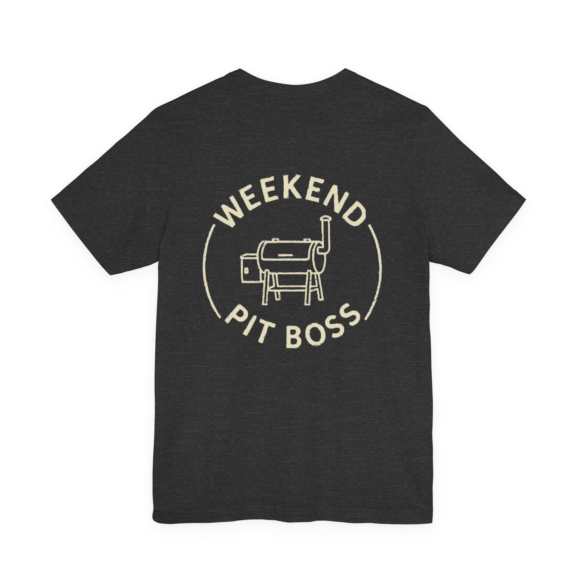 Weekend Pit Boss BBQ T-shirt on Dark Gray Heather Bella Canvas 3001
