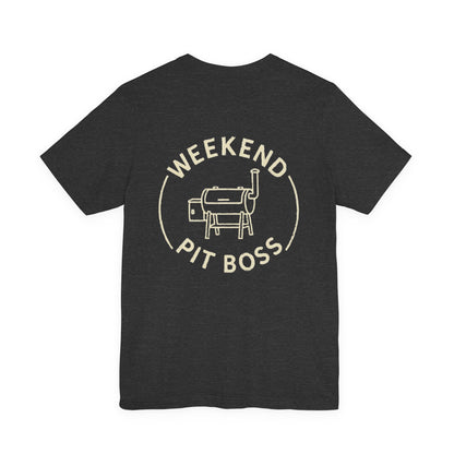 Weekend Pit Boss BBQ T-shirt on Dark Gray Heather Bella Canvas 3001