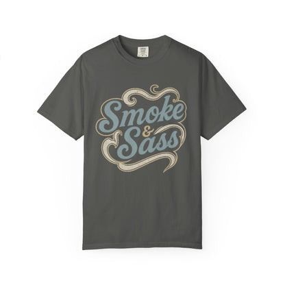 Pepper color Smoke & Sass western BBQ graphic tee