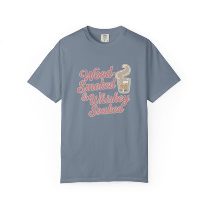 Wood-Smoked & Whiskey-Soaked Comfort Colors tee in Blue Jean